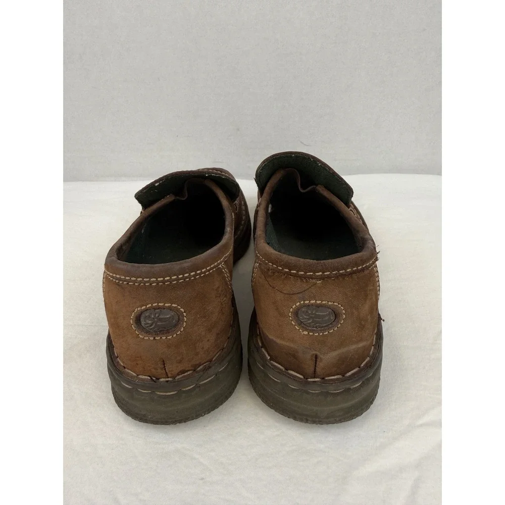 GH Bass & Co Womens Brown Suede Leather Slip On Loafers Moc Toe Shoes Size 8.5 M